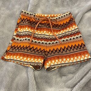 Orange Brown High Waist Shorts